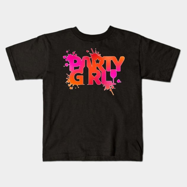 Party Girl typography design Kids T-Shirt by goldengallery